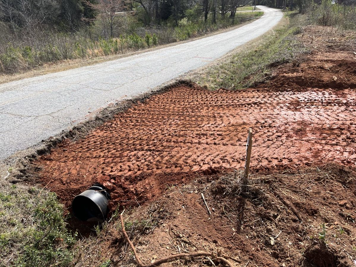 New culvert and graded gravel driveway entrance in Pickens, SC